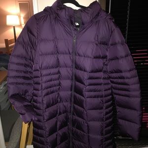 The North Face women’s long coat in purple